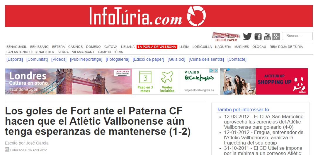 Los Goles De Fort Ante El Paterna CF Hacen Que El Atlétic Vallbonense Aún Tenga Esperanzas De Mantenerse (1-2)